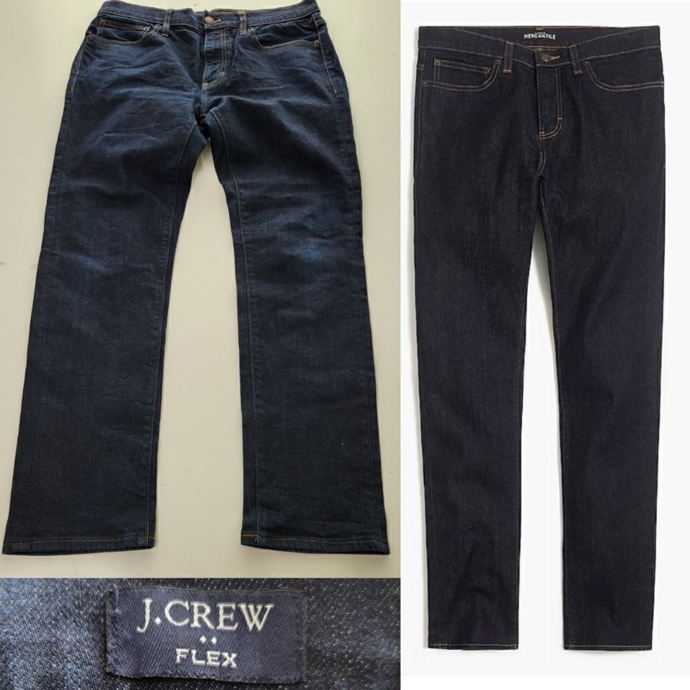 32 JCREW FLEX SLIM FIT STRAIGHT LEG DARK WASH MEN'S JEANS